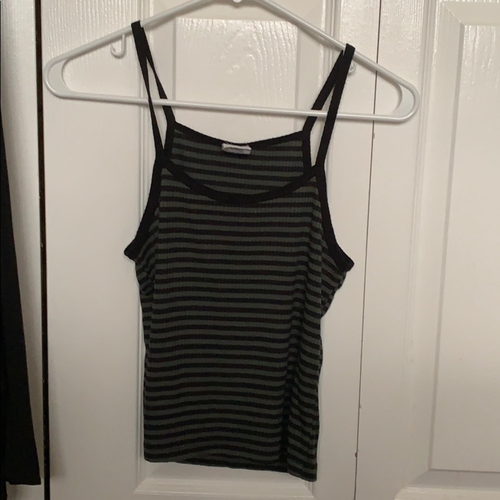 Black and green striped crop top